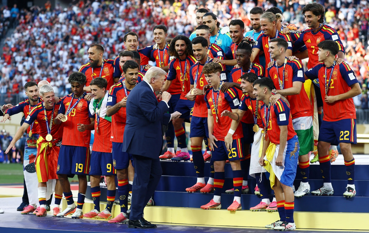 President Trump Presents World Cup Trophy to Spain After 2026 FIFA World Cup Final
